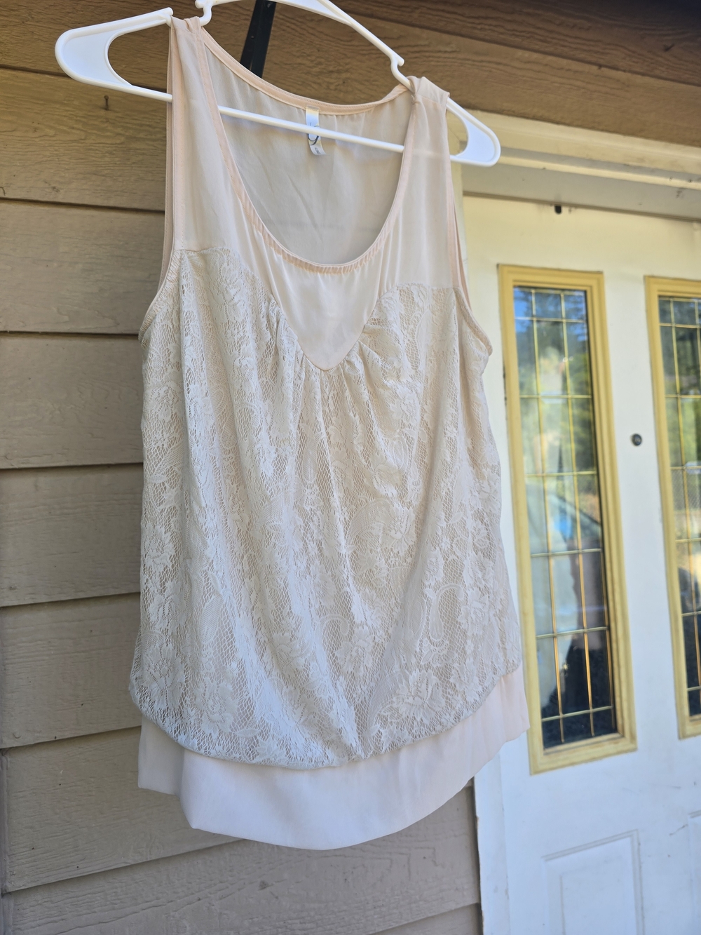 Ginger G Retro Blush Lace Overlay Sleeveless Tank